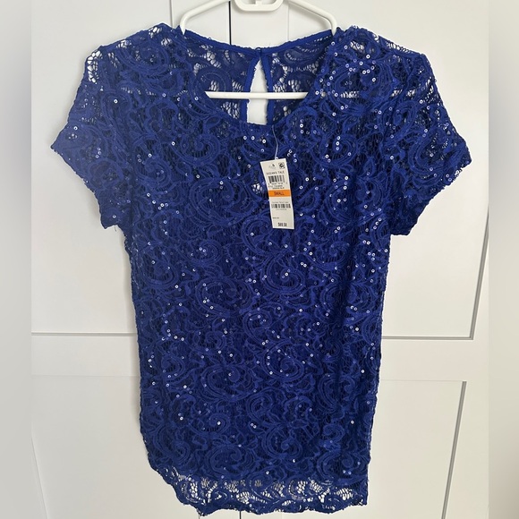 INC international concepts blue sequin sparkle top NWT size small built in tank - Picture 1 of 4